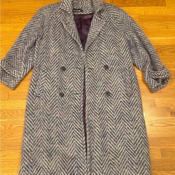Chic Gray Herringbone Pea Coat - Picture 1 of 4